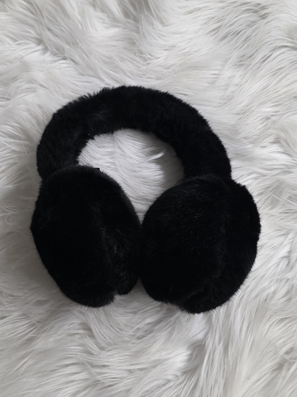 Christian Siriano Black Fur Earmuff Headphones - Comfortable Winter Ear Warmers